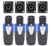 Greluma Juego de 4 Kit de conectores Speakon, conector de altavoz de 4 pines con cierre giratorio y conectores para montaje en panel, compatible con NL4FC, NL4FX y NL4MPR