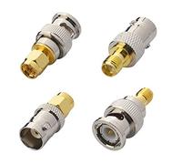 Greluma Kits de Adaptador coaxial de Conector de Adaptador de RF SMA a BNC de 4 Piezas
