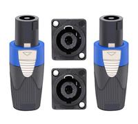 Greluma Paquete de 2 kit conectores compatible con Speakon,conector de altavoz de 4 polos con bloqueo giratorio y tomas de montaje en panel de chasis,compatible con las series NL4FC,NL4FX,NL4MPR,NL2