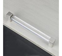 GREMBI 1 Pcs Manijas de Cocina Manijas de Armario Transparente, Manijas de Cajones con Muebles de Base de Zinc Hardware T Bar Bar Puerta Hnadles Baño Tirando Puerta (96 Mm, Cepillada)/Cepillado/160 Mm