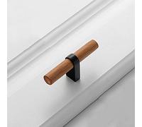 GREMBI Manijas Modernas de Madera Manijas de Armario de Cocina, Manijas de Muebles Manijas de Zinc Bar Bar Pull para Vestuario de Cajón de Cajón con Tornillos 1 Pc (Negro, Orificio de un Solo Agujero)