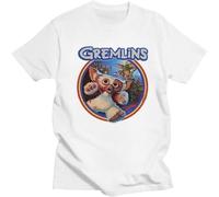 Gremlin 84 T Shirt Men Gremlin Gizmo 80s Movie Retro Sci Fi Vintage Cotton Tops Short Sleeve Mogwai Monster tee White S