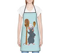Gremy Ratatouille Anyone Can Cook - Delantal Remy para mujeres y hombres con bolsillo, impermeable, ajustable, divertido delantal de chef para cocinar y hornear, color azul, Como se muestra en la