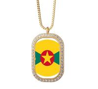 Grenada North Ameica - Collar con colgante con emblema nacional de diamantes de cristal dorado