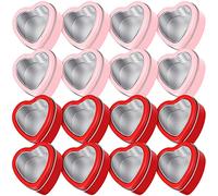 Grendly 16 cajas de dulces con tapa, latas de metal vacías para velas rojas y rosas, cajas de regalo para el día de San Valentín