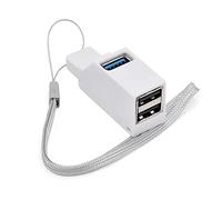 Grendly Adaptador USB 3.0 HUB extensor mini caja divisora 3 puertos para PC portátil móvil lector de disco U de alta velocidad, blanco