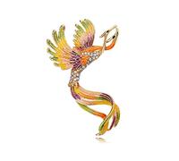 Grendly Broches esmaltados con diseño de ave fénix para mujeres y hombres, broche de belleza, pájaros, fiesta, oficina, regalo C, Metal