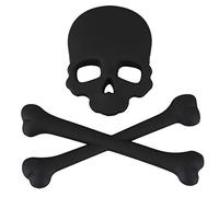 Grendly Emblema de calavera con diseño 3D para motocicleta, coche, color negro
