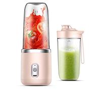 Grendly Exprimidor portátil de 6 cuchillas, exprimidor eléctrico automático, licuadora de batidos, procesador de alimentos, rosa