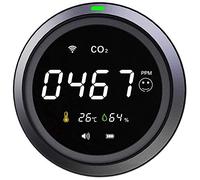 Grendly Monitor de calidad para CO2 con aplicación WiFi, temperatura, humedad, detector inteligente portátil para interiores y exteriores