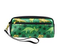 Grenn - Estuche para lápices con diseño de dinosaurio, bolsa de piel sintética con cremallera para niños y niñas, suministros escolares y de oficina