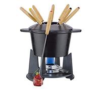 Grenoble - Fondue (hierro fundido, 15,5 cm de diámetro, 8 tenedores), color negro