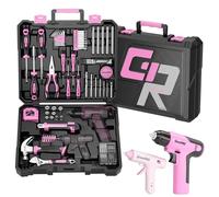 GRENPRO Juego de herramientas, kit de herramientas para el hogar, casa, coche, hombres y mujeres, caja de herramientas de plástico portátil, organizadores y almacenamiento, 188 piezas básicas de color