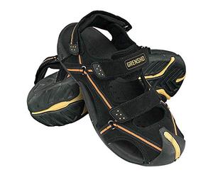 Grensho - Sandalias de Vestir para Hombre Negro/Naranja