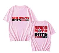 GREOPE Camiseta de anime Sakamoto Days para hombre, informal, estampada, unisex, a la moda, informal, cómic, rosa, 3XL