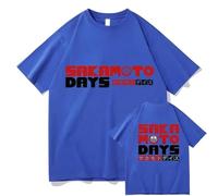 GREOPE Camiseta de anime Sakamoto Days para hombre, informal, estampada, unisex, a la moda, informal, cómic, azul, L