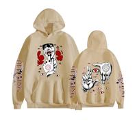 GREOPE He-ll-sing - Sudadera con capucha de anime, manga a la moda, casual, ropa de calle para hombres y mujeres A, caqui, L