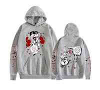 GREOPE He-ll-sing - Sudadera con capucha de anime, manga a la moda, casual, ropa de calle para hombres y mujeres A, gris, L