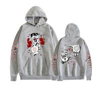 GREOPE He-ll-sing - Sudadera con capucha de anime, unisex, con estampado de anime, manga larga A, gris, L