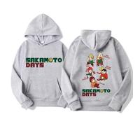 GREOPE SAKAMOTO DAYS - Sudadera con capucha de anime, unisex, con estampado de anime, manga larga, gris, 3XL