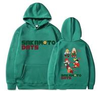 GREOPE SAKAMOTO DAYS - Sudadera con capucha de anime, unisex, con estampado de anime, manga larga, verde, XXL