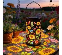 Gresonic Colorful Sunflower Glow Solar Garden Lantern, Sunflower Solarlampen für Außen, bunt Solar-Hängelleuchte mit Sonnenblumen-Llichtffekt (Colorful Sunflower 1pc)