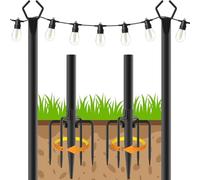 gresonic Poste de iluminación para terrazas - 2 paquetes de 9.8FT para exteriores Poste de iluminación de acero para decoración exterior de jardín, patio trasero (paquete de 2)