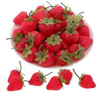 Gresorth 30pcs Artificiales Natural Rojo Fresa Decoracion Falso Fruta Casa Fiesta Navidad Monitor Accesorios