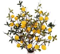 Gresorth Amarillo Limón Decoración Artificiales Falso Plástico Rama Realismo Fruta Ramo Mostrar Casa Armario Cuadro Modelo 3 Piezas
