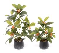 Gresorth Paquete de 2 plantas falsas para decoración de plantas artificiales en maceta, decoración de bonsái verde realista para decoración de escritorio, interior, alféizar de ventana de boda