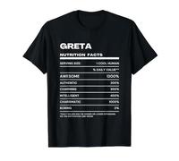 Greta Datos de Nutrición Nombre Gracioso Camiseta gráfica económica, Hombre, Negro, XL