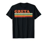 Greta Retro Personalizado Nombre Vintage Rayas Camiseta
