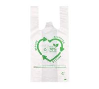 GRETOYAR Bolsas de Plástico Blanco, Bolsa Tipo Camiseta, Bolsas Camiseta Reutilizables y Seguro para Alimento, Alta Resistencia, con Asas, 70% Material Reciclado, 60x70cm, 100 Unidades