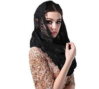 Grettytling Mantilla suave y cómoda, 5 colores, estilo español, con encaje, infinito, estilo latino, Negro-infinito, 24 inches(L) *22.9 inches(W)