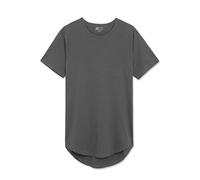 Greucy-darkMens Hipster Hip Hop Elong Longline Crewneck T-shirt