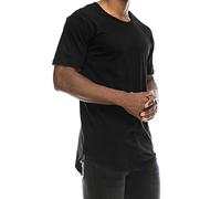 Greucy-darkMens Hipster Hip Hop Elong Longline Crewneck T-shirt