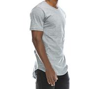 Greucy-darkMens Hipster Hip Hop Elong Longline Crewneck T-shirt