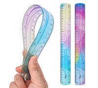 Grevosea 2 reglas de plástico, regla flexible inastillable, regla colorida de borde recto, regla flexible para niños y adultos, estudiantes, escuela, aula, oficina en casa (30 cm)