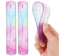 Grevosea 2 reglas flexibles, 20 cm, regla de plástico inastillable, regla de borde recto, regla suave y flexible para escuela, aula, oficina, niños y adultos (8 pulgadas)