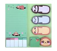 Grevosea Bonitas notas adhesivas, divertidos blocs de notas adhesivas, juego de 240 hojas autoadhesivas con pestañas divisoras de animales, paquete de blocs de notas de escritura, regalos de perezosos