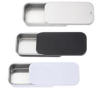 Grevosea Caja de lata pequeña, 3 latas de metal rectangulares vacías con tapas para joyas, manualidades, caramelos, llaves, horquillas para el pelo, organizador (5 x 2,5 x 1 cm)