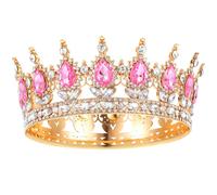 Grevosea - Corona de oro para mujer, corona de reina con diamantes de imitación para boda, coronas y tiaras de cristal para novia, accesorios para el cabello para fiesta de princesa, cumpleaños
