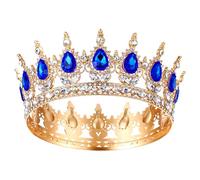 Grevosea Corona para mujer, corona de reina, corona de diamantes de imitación, coronas de cumpleaños, boda, novia, accesorios para el cabello para fiesta de princesa, accesorios para fotos (azul