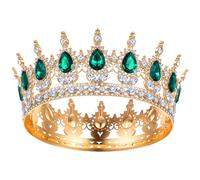 Grevosea Corona para mujer, corona de reina, corona de diamantes de imitación, coronas de cumpleaños, boda, novia, accesorios para el cabello para fiesta de princesa, accesorios para fotos (verde