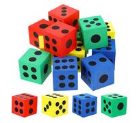 Grevosea Juego de dados de espuma, paquete de 12 dados de espuma grandes de 1.5 pulgadas con puntos numéricos, arco iris, hexaedro, multicolor