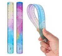 Grevosea Juego de reglas flexibles de 2 piezas Regla de plástico de colores de 30 cm Irrompible Regla blanda Regla plana plegable Regla métrica Recta para la escuela Aula Niños y adultos