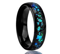 Grewod Anillo Boda Hombre de Tungsteno, Cúpula Diseño de Cielo Estrellado Negro 6mm Anillo Matrimonio Joyería Talla 25