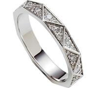 Grewod Anillo Boda Mujer Oro Blanco 9K Diamante Laboratorio Blanco Redondo Ola Joyas Anillo Tamaño 25