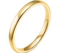 Grewod Anillo Compromiso Mujer de Plata de Ley 925, Liso Pulido Diseño de Cúpula Oro 2mm Anillo Matrimonio Joyas Tamaño 9