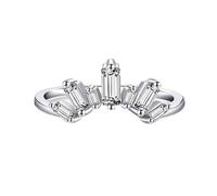 Grewod Anillo Compromiso Mujer Oro Blanco 9K, Moissanita Rectángulo Blanco, Corona, Joyas Piedra Anillos Boda Talla 11